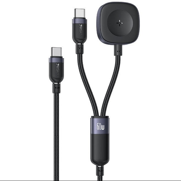 Yesido CA136C 60W 2-in-1 Type-C to Type-C Watch Fast Charging Braided Cable