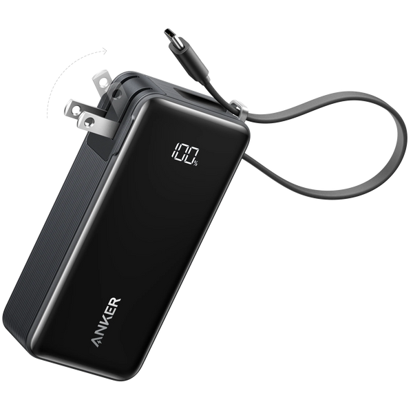 Anker A1637 3-in-1 Power Bank with Built-In USB-C Cable & 30W Fast Charging
