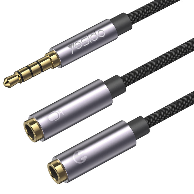 Yesido Audio Splitter 3.5mm Male to Dual 3.5mm Female Microphone Headset Audio Ccables