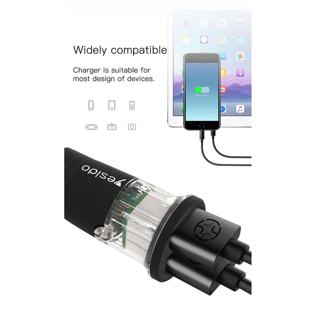 Yesido double USB port Fast car charger 3.4A
