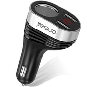 Yesido Smart Car Charger With Cigarette Lighter Port