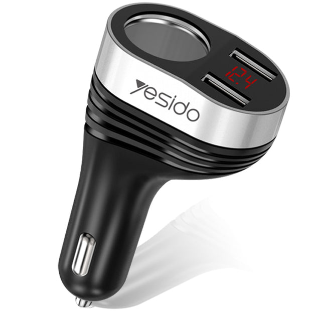 Yesido Smart Car Charger With Cigarette Lighter Port