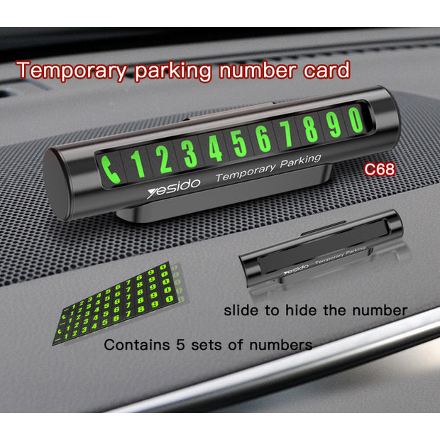 Yesido Protection Night Luminous Phone Number Card Temporary Parking Number Plate