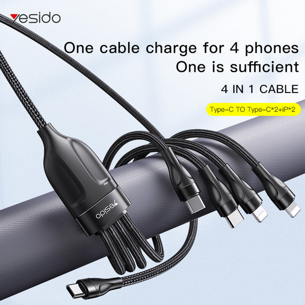 Yesido 4 In 1 Type-C to 4 Ports Charging Cable 4A
