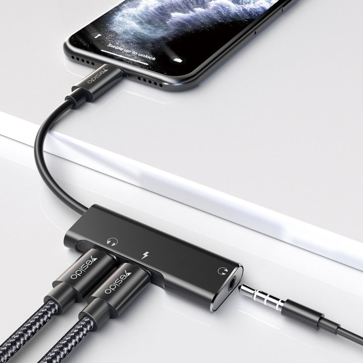 Yesido Audio Adapter 3 In 1 Charging & Music Converter - iCase Stores