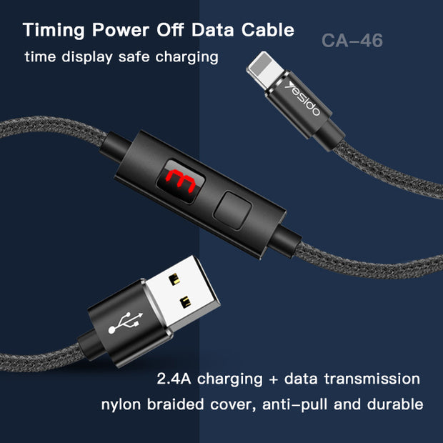 Yesido Timing Cut Off Data Cable 1.2m