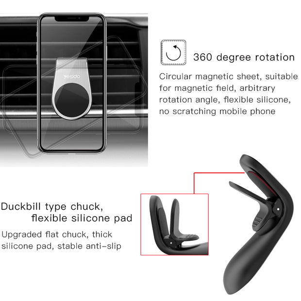 Yesido Magnetic L- Shape Air Vent Clip Car Holder