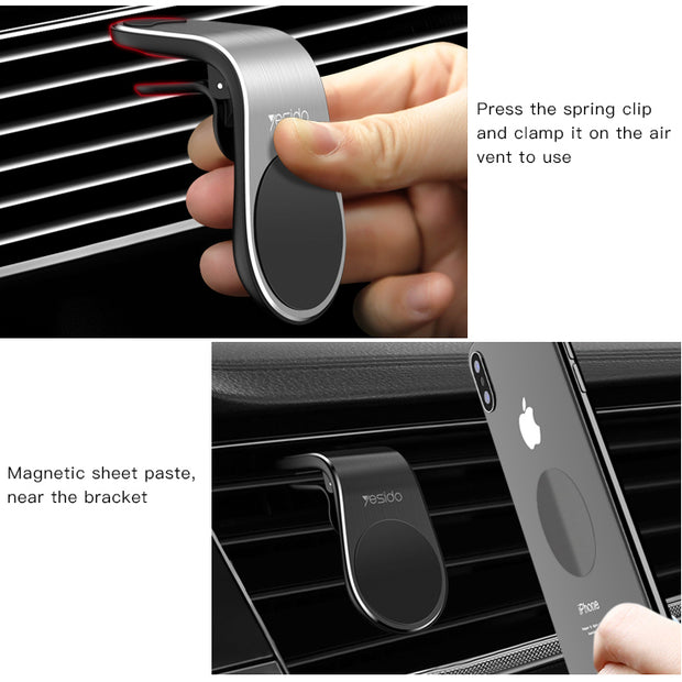 Yesido Magnetic L- Shape Air Vent Clip Car Holder