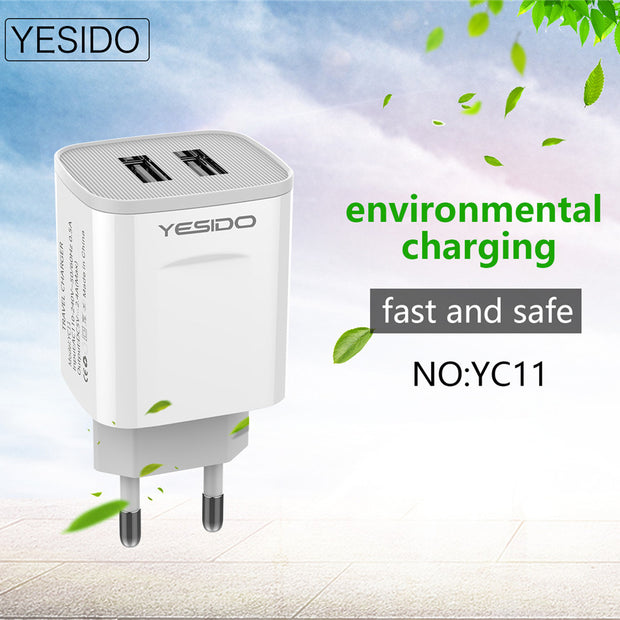 Yesido 2 USB Port Wall Charger 2.4A