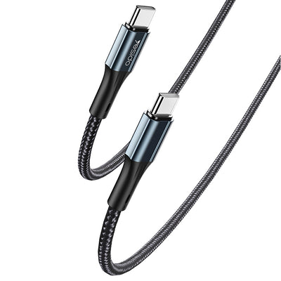 Yesido Nylon Braided Dual USB Type-C Charging Data Cable 60W