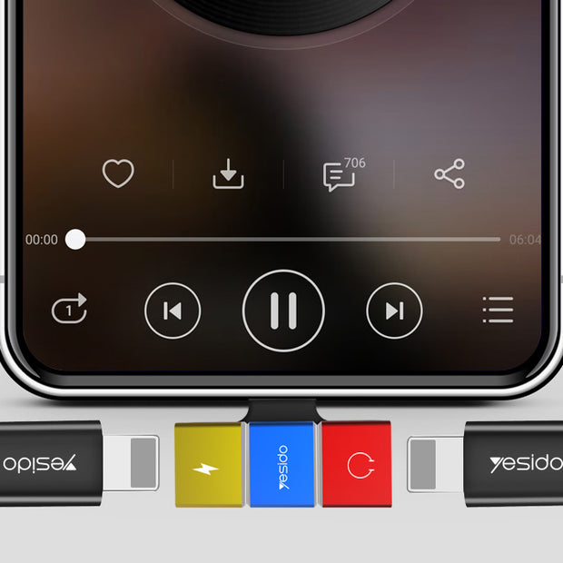 Yesido Lightning To Dual Lightning Audio Adapter Converter