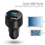 Yesido Aluminum Alloy Dual USB 3.4A Car Charger with Voltmeter