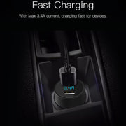 Yesido Aluminum Alloy Dual USB 3.4A Car Charger with Voltmeter