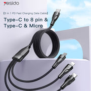 Yesido 3 In 1 Data Cable Fast Charge 20W