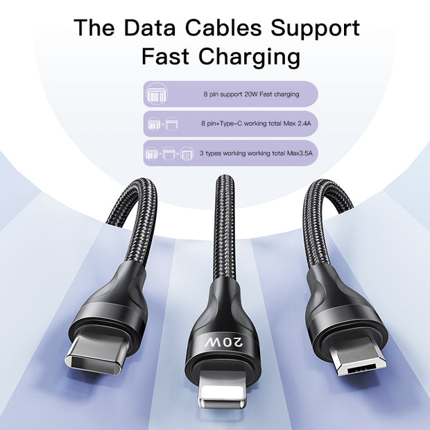 Yesido 3 In 1 Data Cable Fast Charge 20W