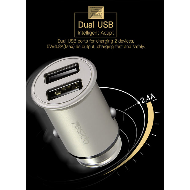 Yesido Mini Dual USB Port Car Charger