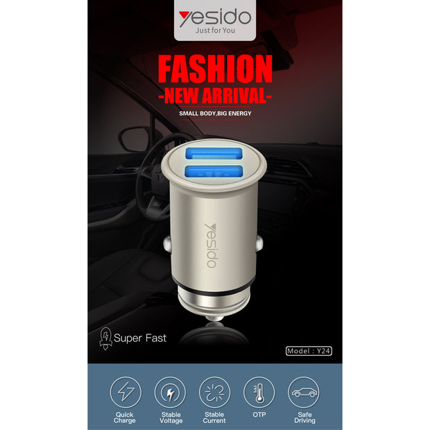 Yesido Mini Dual USB Port Car Charger