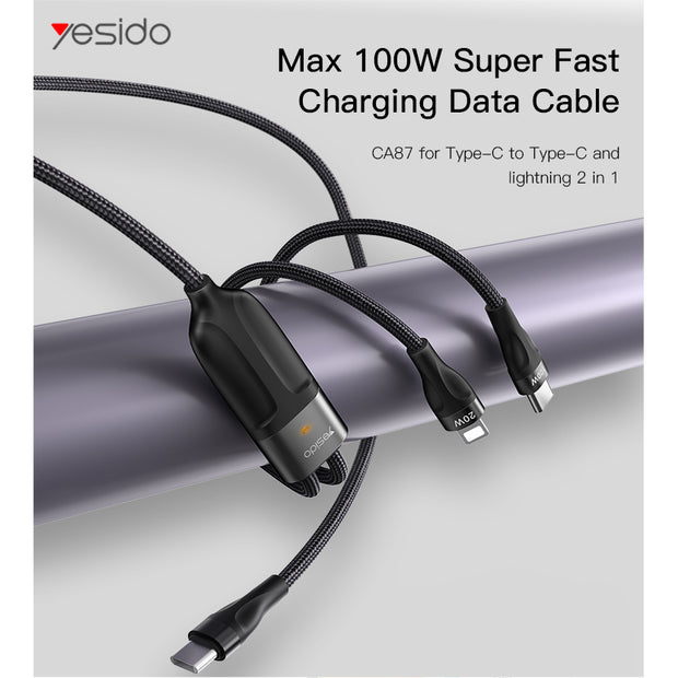 Yesido 2 In 1 Fast Charging Data Cable 1.4M