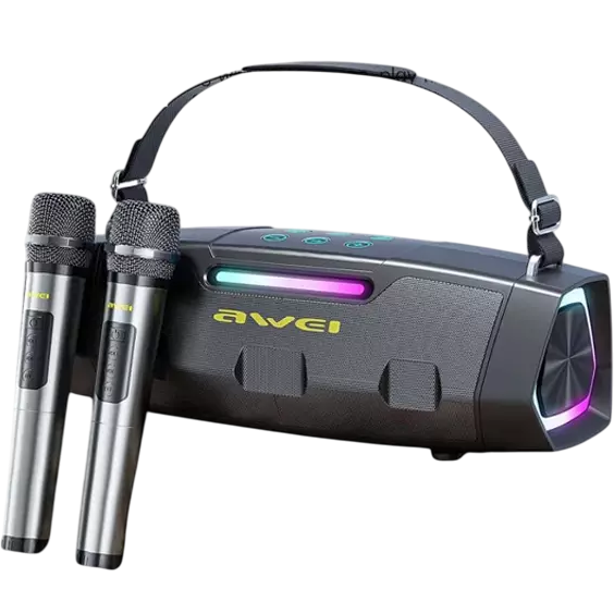 Awei Wireless Bluetooth Karaoke Speaker with Dual Mic & RGB Lights