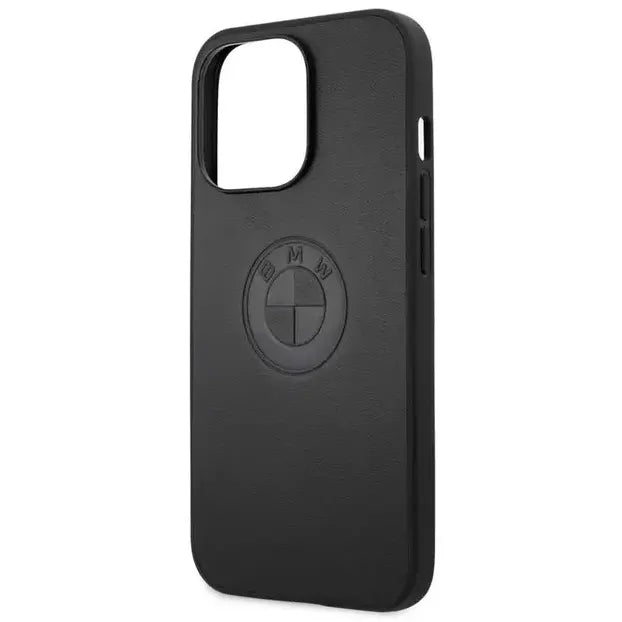 BMW Real Leather Hard Case Embossed Logo Electroplated Anthracite Frame - iCase Stores