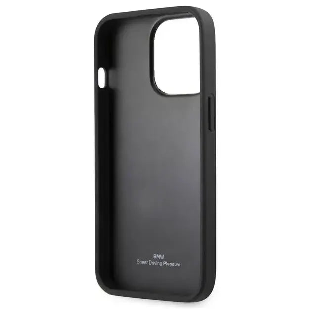 BMW Real Leather Hard Case Embossed Logo Electroplated Anthracite Frame - iCase Stores