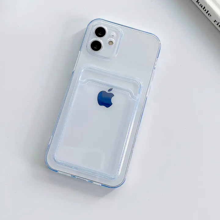 Bumper + Lens Protection + Card Holder Clear iPhone Case - iCase Stores