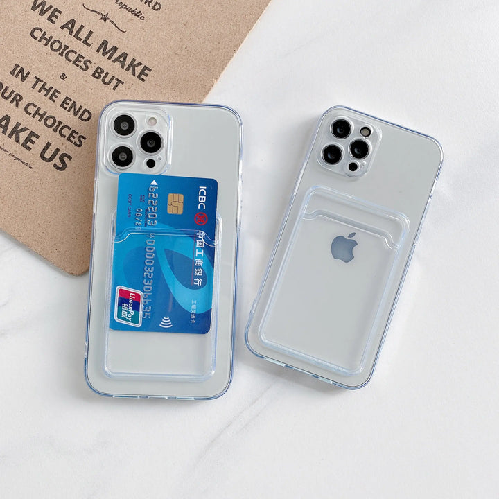 Bumper + Lens Protection + Card Holder Clear iPhone Case - iCase Stores
