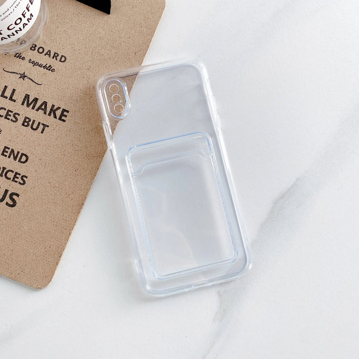 Bumper + Lens Protection + Card Holder Clear iPhone Case - iCase Stores