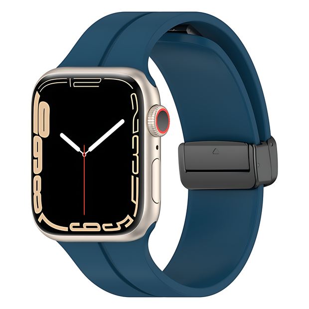 Solid Color Magnetic Buckle Silicone Watch Band For Apple Watch