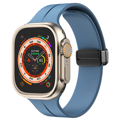 Solid Color Magnetic Buckle Silicone Watch Band For Apple Watch