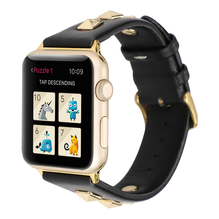 Single Row Riveted Leather Apple Watch Band - iCase Stores