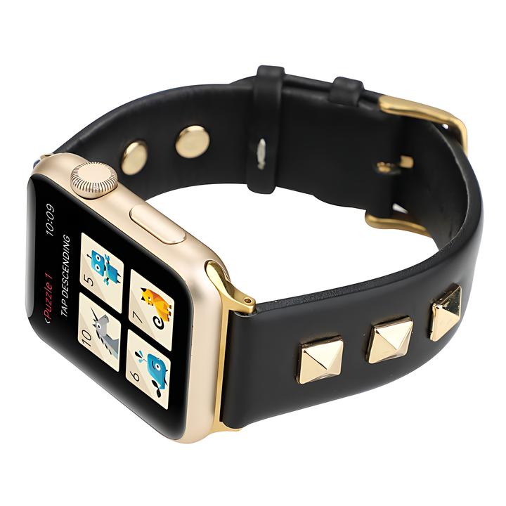 Single Row Riveted Leather Apple Watch Band - iCase Stores