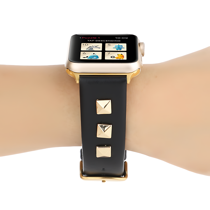 Single Row Riveted Leather Apple Watch Band - iCase Stores
