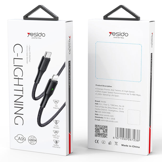 Yesido Type-C To Lightning Data Sync Charging Cable 1.2M