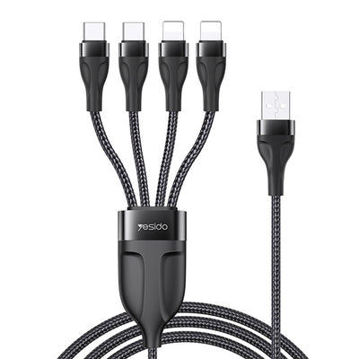 Yesido 4 In 1 Cable (USB To 2 Lightning & 2 Type-C Cable) 1.2M - iCase Stores
