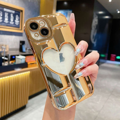 Electroplating 3D Hollow Love TPU Phone Case