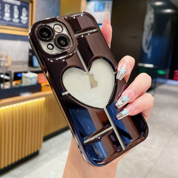 Electroplating 3D Hollow Love TPU Phone Case