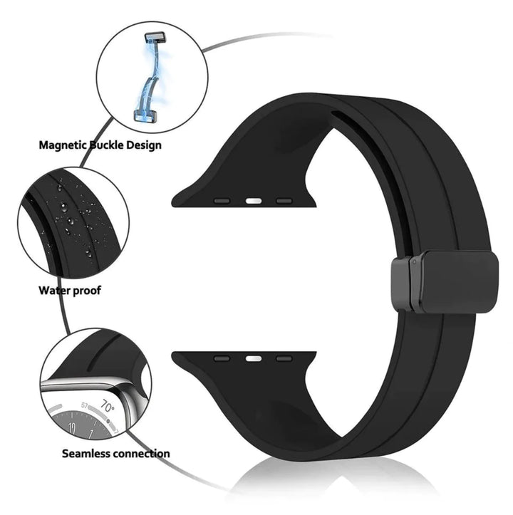 Solid Color Magnetic Buckle Silicone Watch Band For Apple Watch - iCase Stores