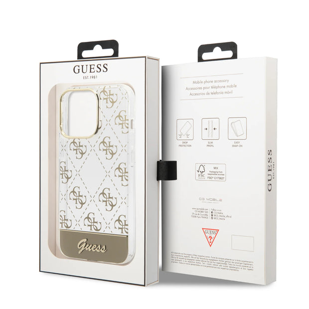 𝐆𝐔𝐄𝐒𝐒 Electroplated 4G Pattern Bottom Stripe Script Logo Case