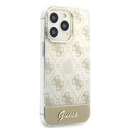 𝐆𝐔𝐄𝐒𝐒 Electroplated 4G Pattern Bottom Stripe Script Logo Case - iCase Stores