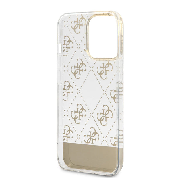 𝐆𝐔𝐄𝐒𝐒 Electroplated 4G Pattern Bottom Stripe Script Logo Case - iCase Stores