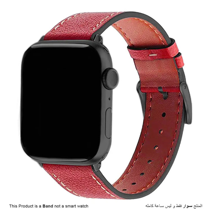 Grain Leather Strap for Apple Watch - Red - iCase Stores