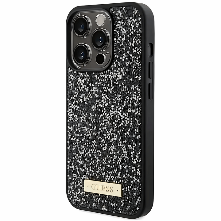 Guess Rhinestone Case with Metal Logo - iCase Stores