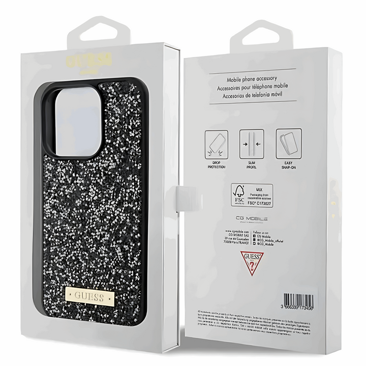 Guess Rhinestone Case with Metal Logo - iCase Stores