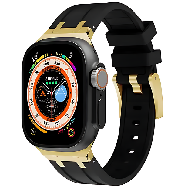 Luxury AP Metal Head Butterfly Buckle Silicone Band for Apple Watch