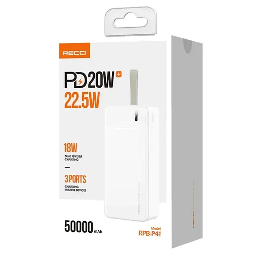 Recci Large Capacity Power Bank with Dual USB Output 50000mAh - iCase Stores