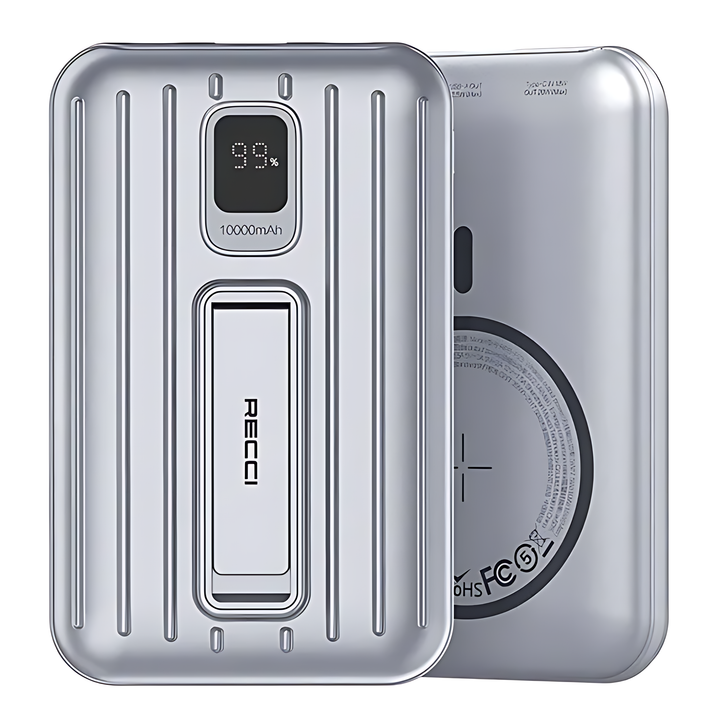 Recci Suitcase Magnetic Power Bank with Holder 10000 mAh - iCase Stores