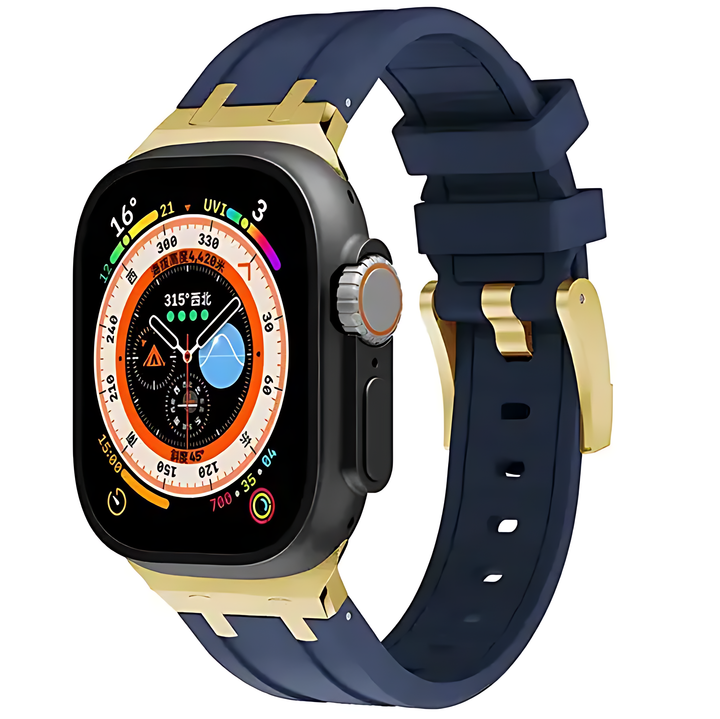 Luxury AP Metal Head Butterfly Buckle Silicone Band for Apple Watch - iCase Stores