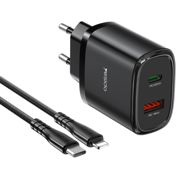 Yesido 20W Dual Port Quick Charger USB + Type-C with PPS Protocol