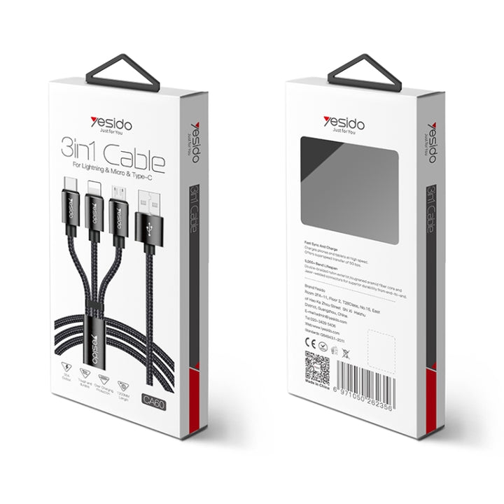 Yesido 3 in 1 Fasting Data Cable 3A - iCase Stores